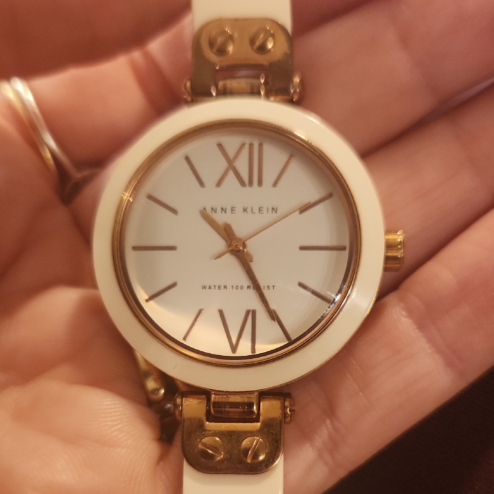 Anne Klein Rose Gold and Cream Roman Numeral Watch